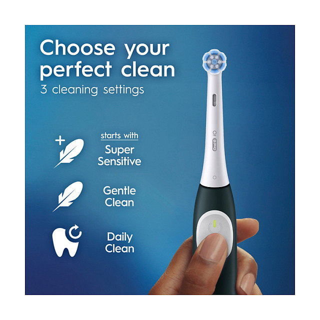 Oral-B iO Series 2 Cepillo de Dientes Eléctrico Recargable Forest Green con Estuche de Viaje, 3 Modos, Temporizador 2 Min, Sensor de Presión, 2 Cabezales