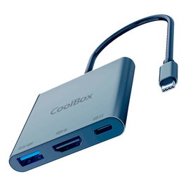 Coolbox miniDOCK C31 Adaptador USB-C a HDMI 4K 30Hz, USB-A 3.2 Gen1 y USB-C Power Delivery 100W, Hub Extensor Portátil Plug&Play para Laptop