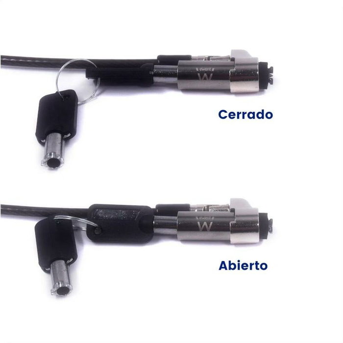 Ewent Cable de Seguridad Nano EW1239 con Llave, Negro, 1,8 m