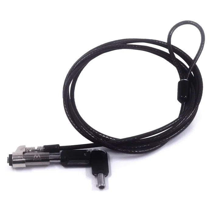 Ewent EW1239 Cable de Seguridad para Portátil con Ranura NANO, Compatible HP, Cable Acero 1.8m, Candado con Llave, Protección Antirrobo para Laptop, Monitor, TV