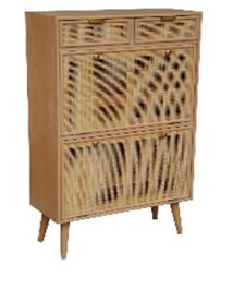 DKD Home Decor Zapatero Paulownia MDF 70x32x120 Rejilla Natural