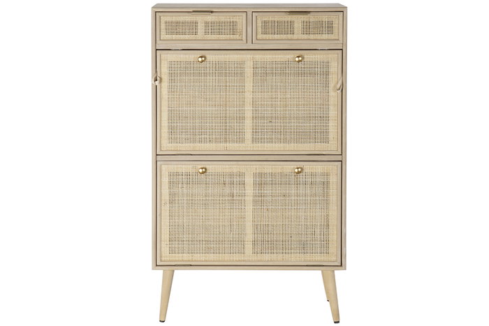 DKD Home Decor Zapatero Paulownia MDF 70x32x120 Rejilla Natural