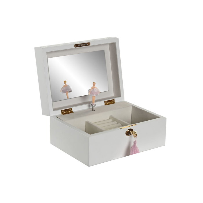 DKD Home Decor Joyero Musical de Madera y Espejo Blanco DKD Home Decor Joyero Musical de Madera y Espejo Blanco