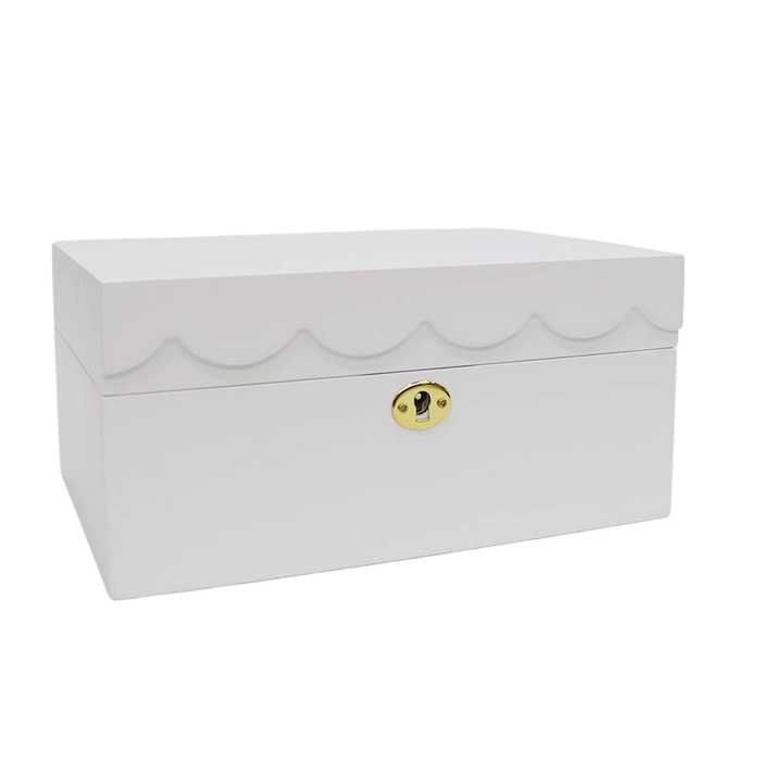 DKD Home Decor Joyero Musical de Madera y Espejo Blanco