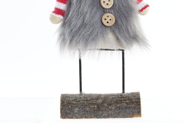 DKD Home Decor Figura Navidad Alpina Gris Blanco Poliester Reno 5 x 23 x 8 cm (2 Unidades)