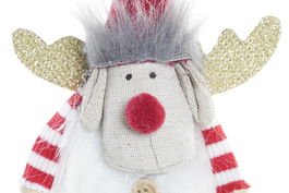 DKD Home Decor Figura Navidad Alpina Gris Blanco Poliester Reno 5 x 23 x 8 cm (2 Unidades)