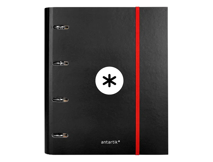 Antartik Carpeta con recambio A4 cuadro 5mm forrada 4 anillas 40mm redondas con solapa color negro Antartik Carpeta con recambio A4 cuadro 5mm forrada 4 anillas 40mm redondas con solapa color negro