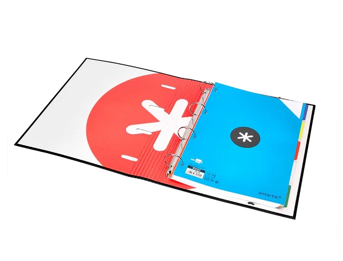 Antartik Carpeta con recambio A4 cuadro 5mm forrada 4 anillas 40mm redondas con solapa color negro Antartik Carpeta con recambio A4 cuadro 5mm forrada 4 anillas 40mm redondas con solapa color negro