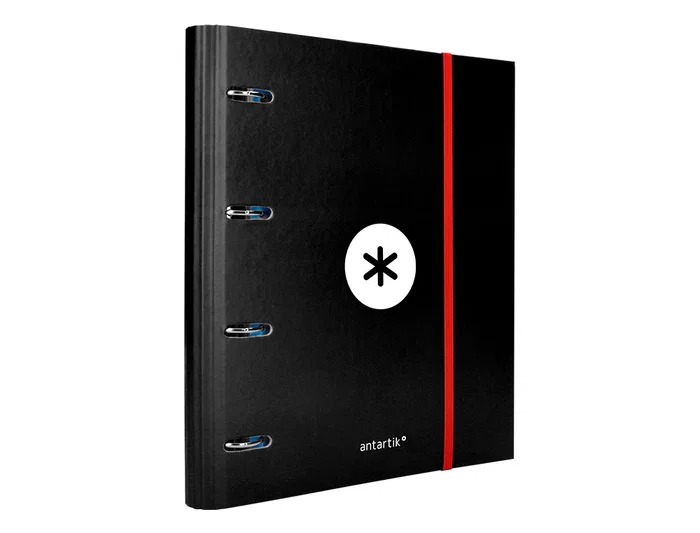 Antartik Carpeta con recambio A4 cuadro 5mm forrada 4 anillas 40mm redondas con solapa color negro Antartik Carpeta con recambio A4 cuadro 5mm forrada 4 anillas 40mm redondas con solapa color negro