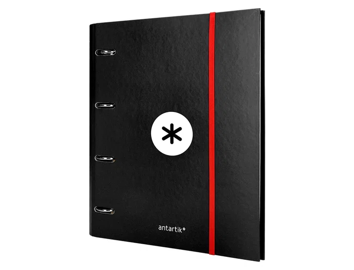 Antartik Carpeta con recambio A4 cuadro 5mm forrada 4 anillas 40mm redondas con solapa color negro Antartik Carpeta con recambio A4 cuadro 5mm forrada 4 anillas 40mm redondas con solapa color negro