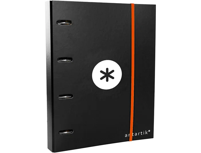 Antartik Carpeta con recambio A4 cuadro 5mm forrada 4 anillas 40mm redondas con solapa color negro Antartik Carpeta con recambio A4 cuadro 5mm forrada 4 anillas 40mm redondas con solapa color negro
