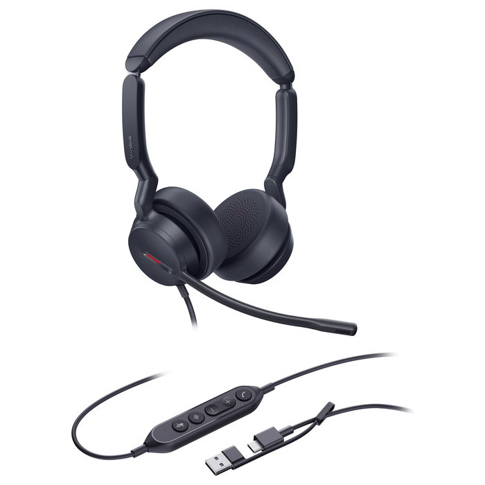 Yealink UH44 Auriculares Headset UC Dual con Conectores USB-C y USB-A para Videoconferencias y Llamadas