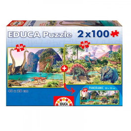 Educa Borrás 15620 Puzzle 2x100 Dino World Niño/Niña 6-8 Años 200 Piezas