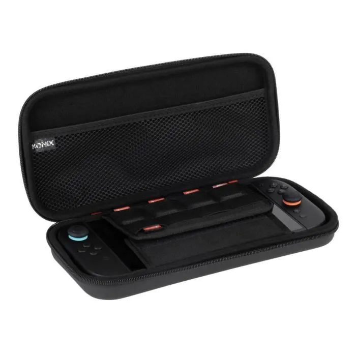 Konix Estuche Protector y de Transporte para Nintendo Switch 2 Negro con Red para Guardar Accesorios y 8 Compartimentos para Juegos