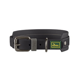 HAVANNA Collar para Perro Ancho 4 cm con Cierre Hebilla, Tejido Estructurado Revestido, Negro con Herrajes Gunmetal, Longitud Ajustable 48-56 cm