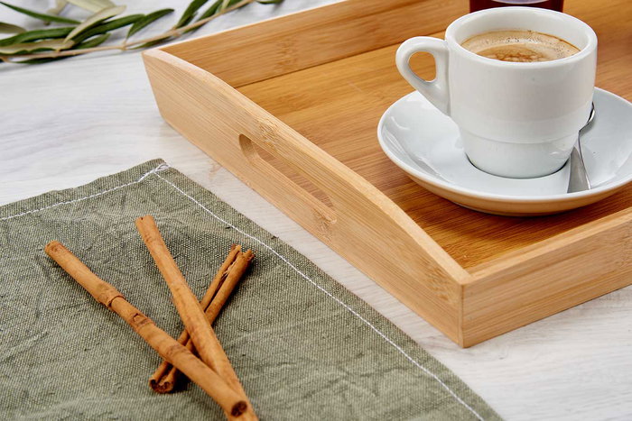 Kinvara Bandeja Bambú con Asas 43.7x29.5x5.5 cm Marrón (Set de 6)