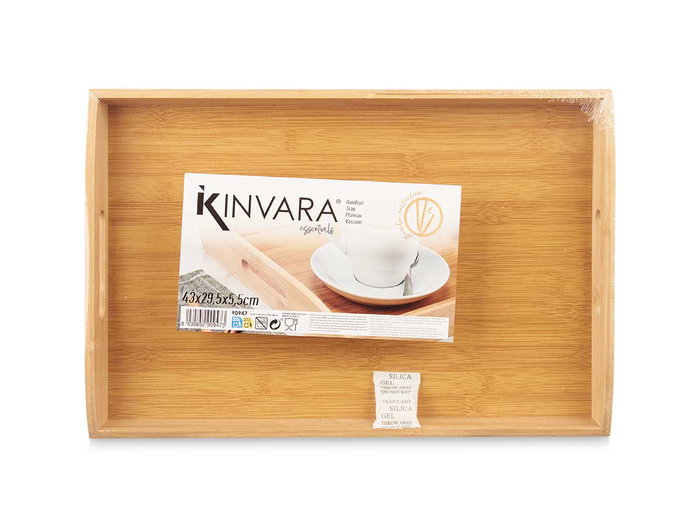 Kinvara Bandeja Bambú con Asas 43.7x29.5x5.5 cm Marrón (Set de 6)