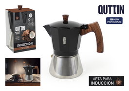 Inde Cafetera 9 servicios Inducción Acero Inoxidable/Aluminio Negro 11,7 cm ancho x 20,7 cm alto x 19 cm largo (6 Unidades)