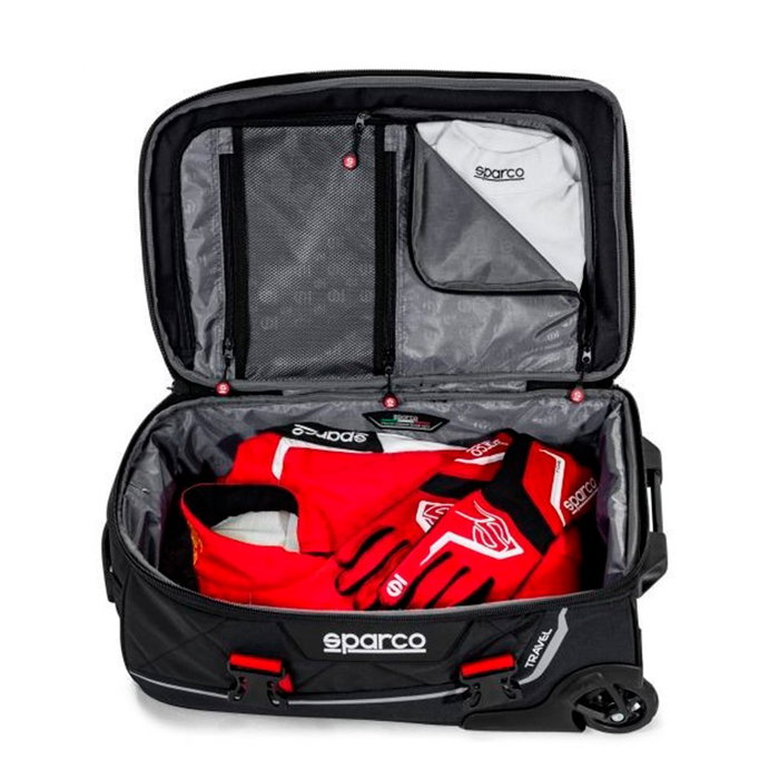 Sparco S016438MRRS Mochila de Viaje Negro-Rojo Grande 142 Litros Estilo Martini Racing