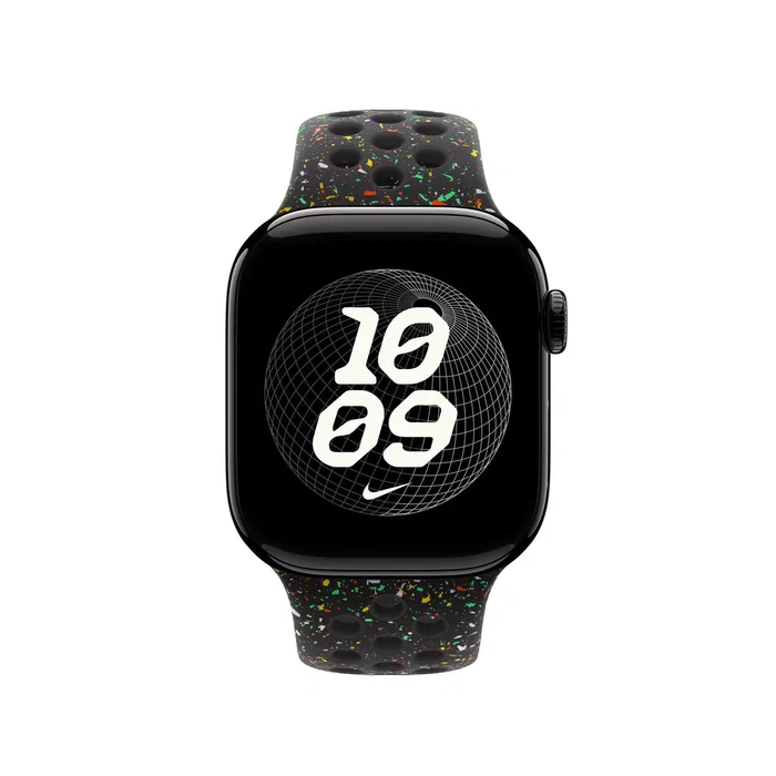 Apple Correa Nike Sport Band MGAE4ZM/A para Apple Watch (38mm, 40mm, 41mm, 42mm) - Negro Medianoche, Tamaño S/M, Material Fluoroelastómero y Aluminio