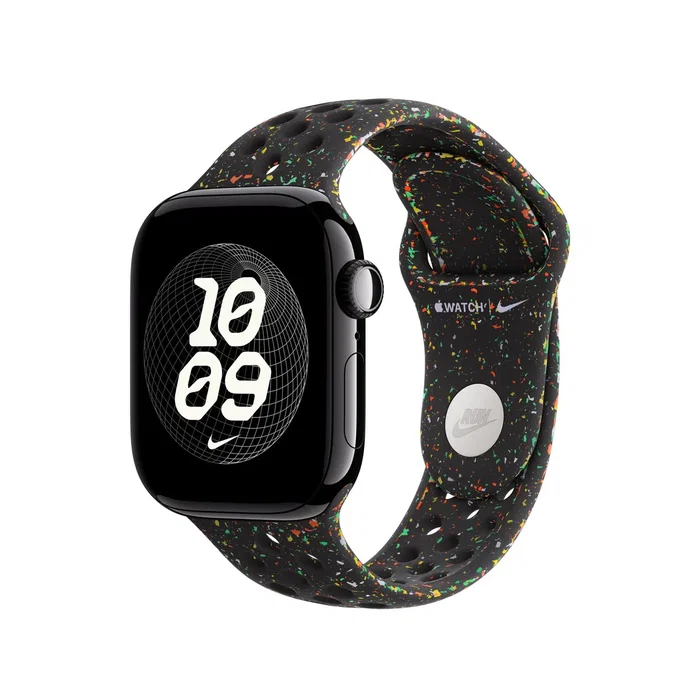 Apple Correa Nike Sport Band MGAE4ZM/A para Apple Watch (38mm, 40mm, 41mm, 42mm) - Negro Medianoche, Tamaño S/M, Material Fluoroelastómero y Aluminio