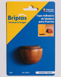 BRIPLAS Tope de Puerta Adhesivo Madera Media Luna Sapelly 310S