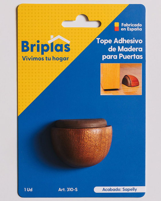 BRIPLAS Tope de Puerta Adhesivo Madera Media Luna Sapelly 310S BRIPLAS Tope de Puerta Adhesivo Madera Media Luna Sapelly 310S