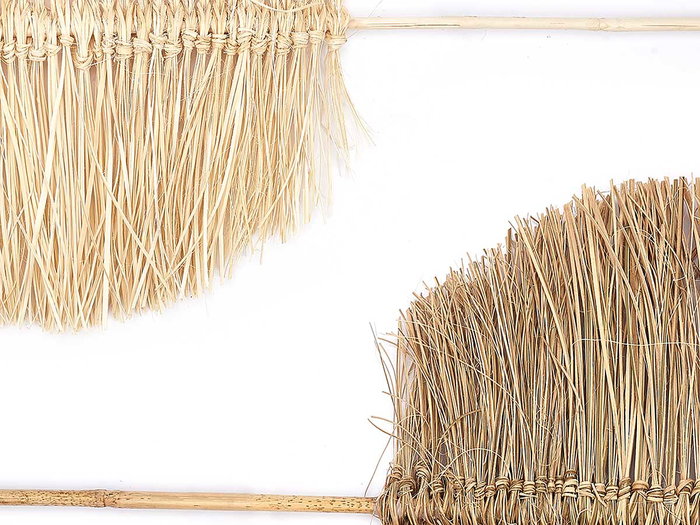 Giftdecor Hoja Palma Mediana Fibra Natural Rattan Bambu 2 Colores Surtidos Beige Marron 100x29x1 cm (Set de 24)