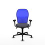 PIQUERAS Y CRESPO Silla de oficina Jorquera con mecanismo Sincro, Tela Gris y Malla Azul