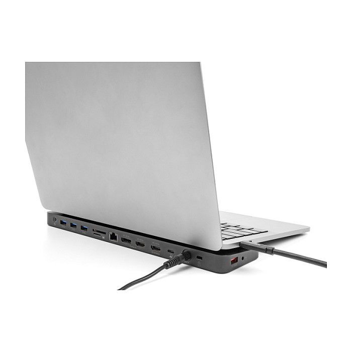 DeLOCK Docking Station USB Type-C Triple Pantalla DisplayLink 4K, Ethernet Gigabit, PD 80W, Lector SD/MicroSD, Compatible Windows/Mac - Negro
