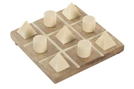 DKD Home Decor Set de Juego Tic Tac Toe de Mango y Resina 15x15x4,5 cm de 2 Piezas