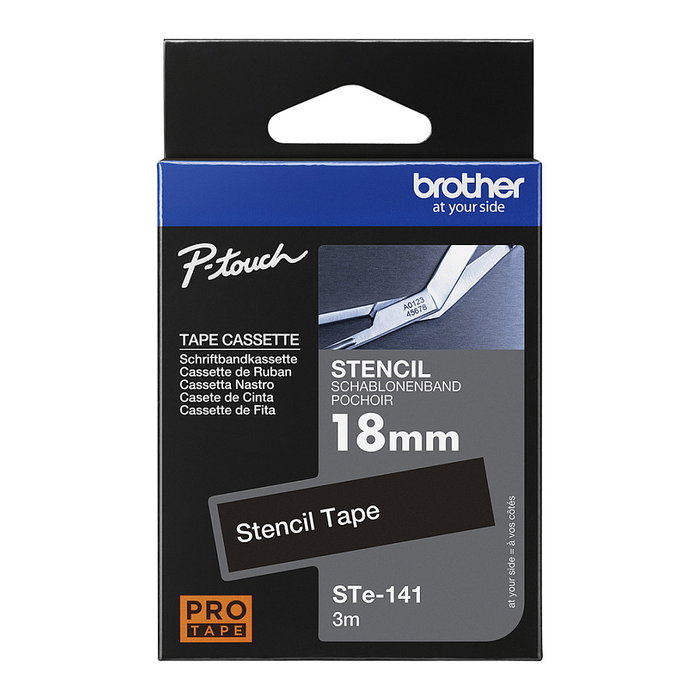 Brother Cinta de Plantilla Laminada 18mm x 3m Negro STE-141