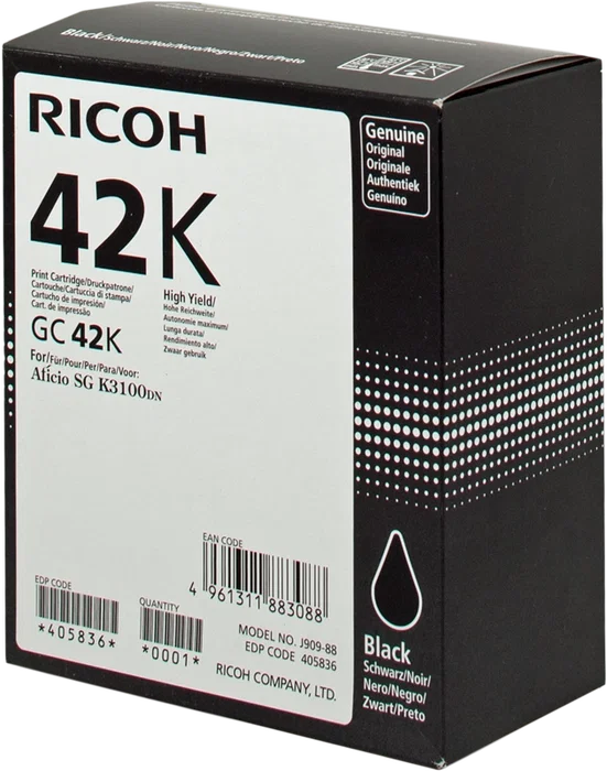 Ricoh Cartucho de tinta de gel negro GC 42 bk (405836) XL Ricoh Cartucho de tinta de gel negro GC 42 bk (405836) XL