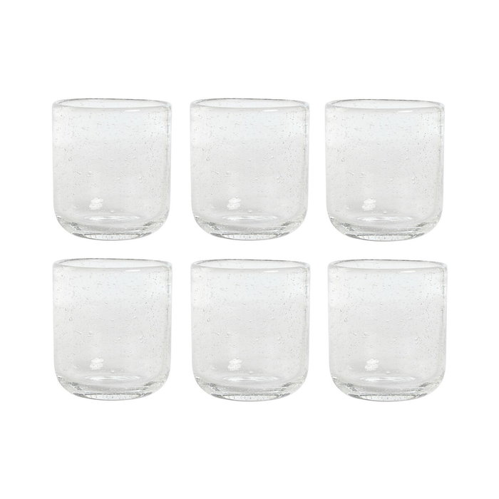 DKD Home Decor Set de 6 Vasos de Cristal Burbujas 320ml Transparente