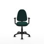 Silla de oficina Aýna con mecanismo Contacto permanente básico tapizada con Similpiel color Verde botella. Equipada con Base poliamida negra, Brazos 1D y Ruedas de nailon 50 mm
