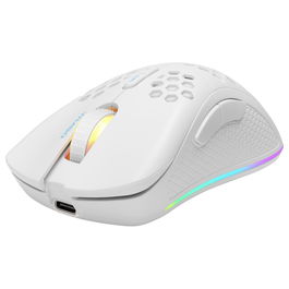 Deltaco GAM-120-W Ratón Gaming Inalámbrico y Alámbrico RGB Blanco, 4800 DPI, 7 Botones, Ergonomico para Mano Derecha, Bluetooth + USB Tipo-A, 1 ms