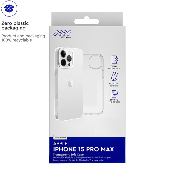 myway funda compatible con Apple iPhone 15 Pro Max transparente