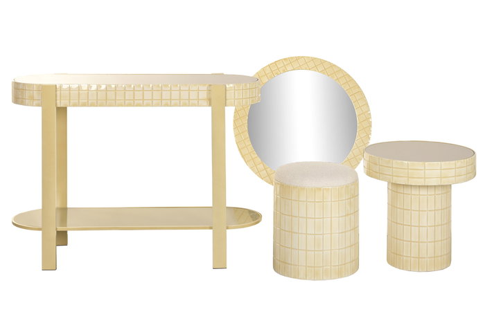 DKD Home Decor Reposapiés Mosaico Crema DKD Home Decor Reposapiés Mosaico Crema