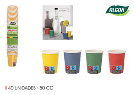 Algon Set 40 Vasos de Cartón para Chupitos 50cc (36 Unidades)
