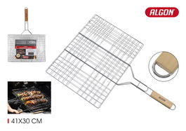 Algon BBQ Parrilla BBQ CR-Wood sin Patas, Parrilla de Carbón para Exterior 41 x 30 x 1.9 cm (8 Unidades)