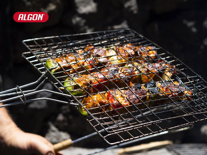 Algon BBQ Parrilla BBQ CR-Wood sin Patas, Parrilla de Carbón para Exterior 41 x 30 x 1.9 cm (8 Unidades)