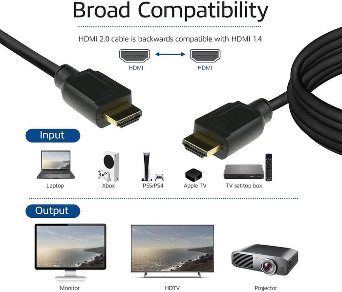 ACT Connectivity AK3944 Cable HDMI Premium 2m - 4K Ultra HD 60Hz, HDMI 2.0, 18Gbps, ARC, Conectores Dorados, Negro