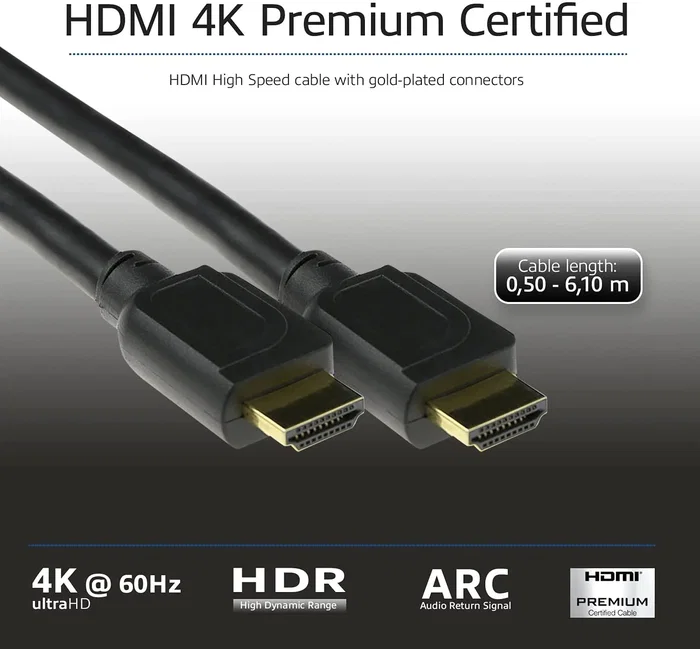 ACT Cable HDMI AK3944 Premium Certificado 2m 4K UHD Negro