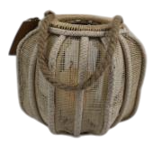 DKD Home Decor Portavelas de Fibra de Banana y Cristal Natural