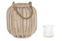 DKD Home Decor Portavelas de Fibra de Banana y Cristal Natural