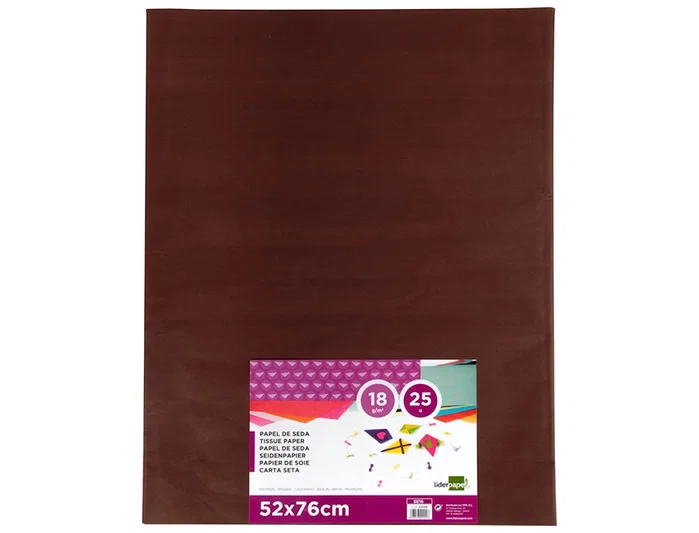 Liderpapel Papel de seda marrón 52x76 cm 18 gr paquete de 25 hojas