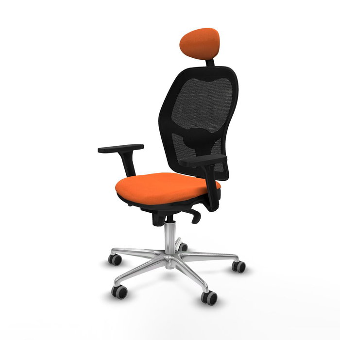 PIQUERAS Y CRESPO Silla de oficina Jorquera con mecanismo Sincro, tela naranja y malla negra