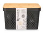 Kinvara Caja Multiusos Perforada con Tapa de Bambú Negra 22cm
