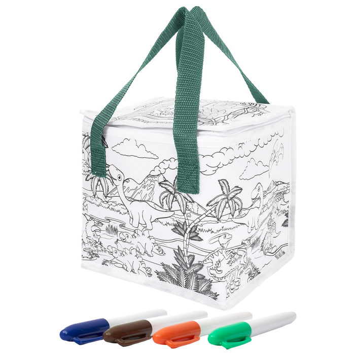 Cook Concept Bolsa Térmica Infantil para Colorear con Rotuladores Incluidos (Unicornios, Dinosaurios)