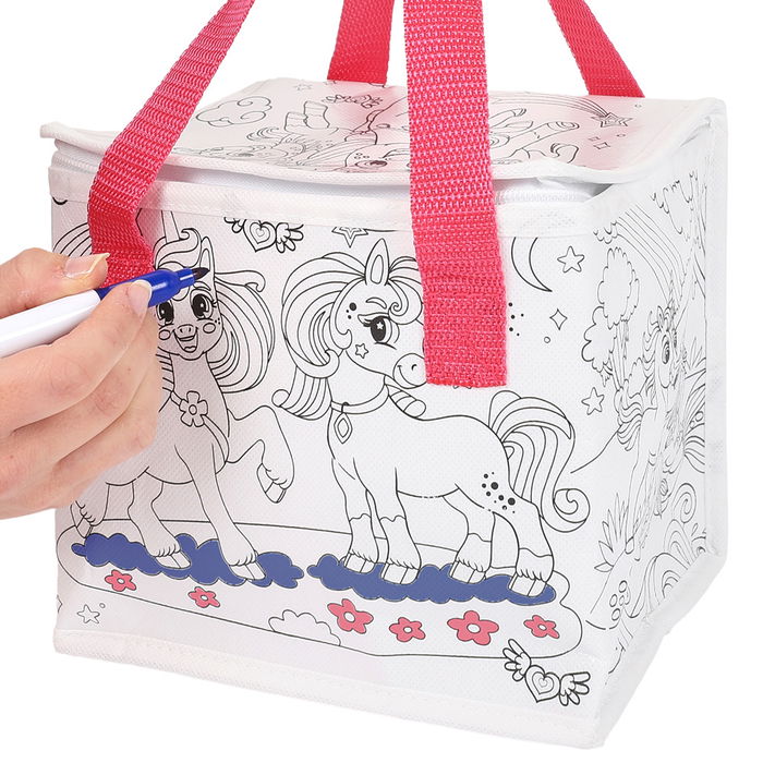 Cook Concept Bolsa Térmica Infantil para Colorear con Rotuladores Incluidos (Unicornios, Dinosaurios)